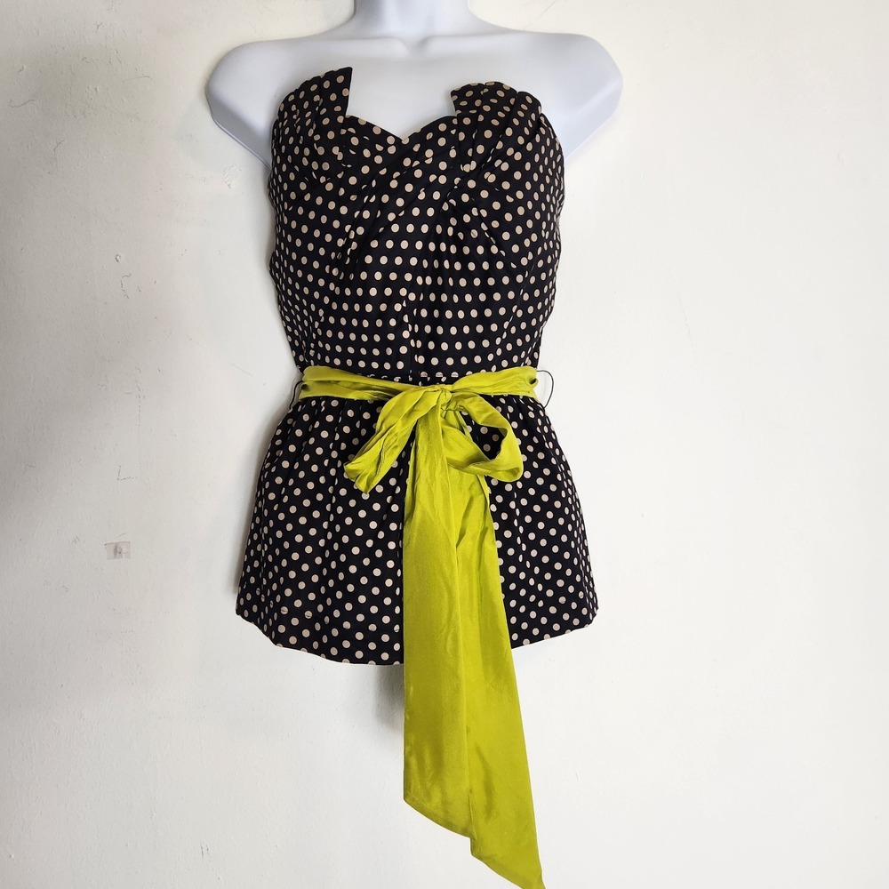 NEW Anthropologie Odille Winged Victory Corset Top 2 Polka Dot Y2K Bustier Bow